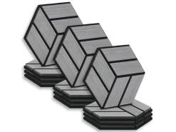 Homestyle4u Akustikpaneele 30 x 26 cm 12 Stück Grau Hexagon Wandpaneele Holz