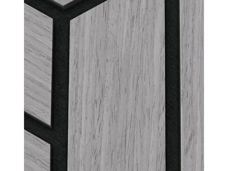 Homestyle4u Akustikpaneele Grau 30 x 26 cm 5 Stück Hexagon Wandpaneele Holz