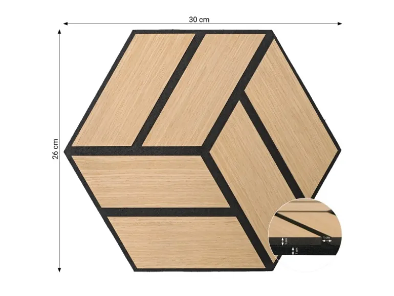 Homestyle4u Akustikpaneele 30 x 26 cm 16 Stück Natur Hexagon Wandpaneele Holz