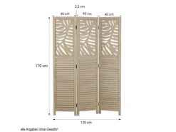 Homestyle4u 3-tlg. Paravent in Braun 120x170 cm 2042