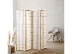 Homestyle4u 4-tlg. Paravent in Braun 176x175 cm 75