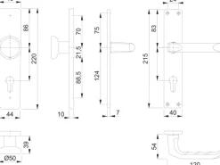 Hoppe Langschild-Wechselgarnitur London PZ 37 mm - 42 mm Alu Neusilber