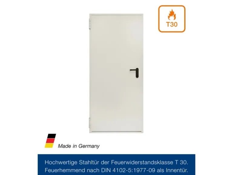 Hörmann Feuerschutz-Tür T 30-H8-5, 75 cm x 200 cm x 4,5 cm Grauweiß