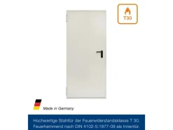 Hörmann Feuerschutz-Tür T 30-H8-5, 87,5 cm x 200 cm x 4,5 cm Grauweiß