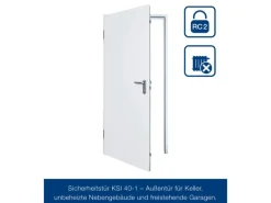Hörmann Sicherheitstür KSI 40-1 RC2 Verkehrsweiß 75 cm x 187,5 cm DIN L