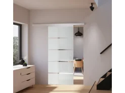 inova Glasschiebetür Blockstreifen 775 x 2035 mm Komplettset mit Griffmuschel inkl. 2Seitiger Softclose