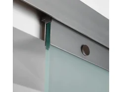 inova Glasschiebetür Kitchen Schriftzug 880 x 2035 mm Komplettset mit Griffmuschel