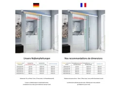 inova Glasschiebetür Kitchen Schriftzug 880 x 2035 mm Komplettset mit Griffmuschel