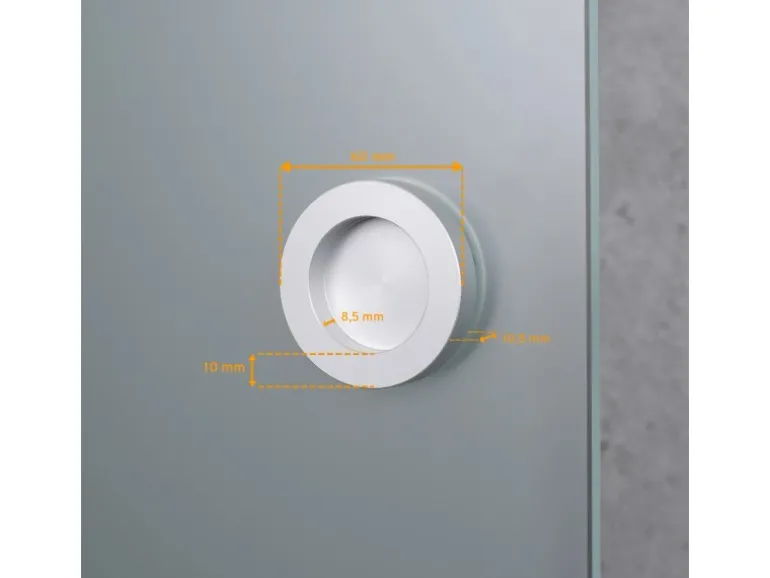 inova Glasschiebetür Kreisförmig Satiniert 755 x 2035 mm Komplettset mit Griffmuschel