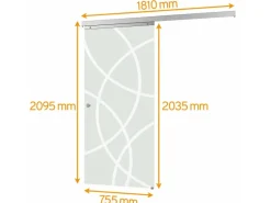 inova Glasschiebetür Kreisförmig Satiniert 755 x 2035 mm Komplettset mit Griffmuschel