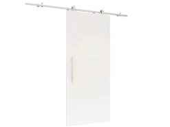 inova Holzschiebetür 900 x 2065 mm Komplettset Weiß mit Offener Laufschiene und Stangengriff