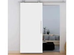 inova Holzschiebetür 900 x 2065 mm Komplettset Weiß mit Offener Laufschiene und Stangengriff