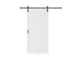 inova Holzschiebetür Weiß 1025 x 2150 mm Komplettset Schwarz mit Bügelgriff inkl. 2Seitiger Softclose