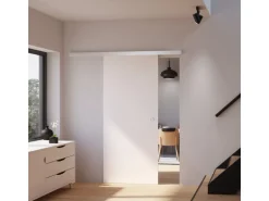 inova Holzschiebetür Weiß 900 x 2150 mm Komplettset mit Griffmuschel