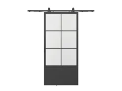 inova Loft Glasschiebetür 880 x 2035 mm 6 Felder Kickplatte Komplettset aus Stahl in Schwarz inkl. 2Seitiger Softclose
