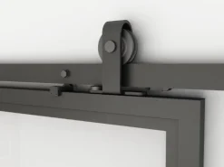 inova Loft Glasschiebetür 880 x 2035 mm 6 Felder Kickplatte Komplettset aus Stahl in Schwarz inkl. 2Seitiger Softclose