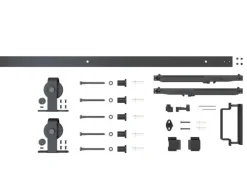 inova Loft Glasschiebetür 880 x 2035 mm 6 Felder Kickplatte Komplettset aus Stahl in Schwarz inkl. 2Seitiger Softclose