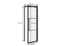 inova Loft Glastür 834 x 1972 mm DIN Rechts Komplettset mit Beschlag Griffstange und Zarge