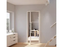 inova Loft Glastür 830 x 2115 mm Klarglas 3 Felder DIN Rechts Komplettset Beschlag in Weiß mit Griffstange und Zarge