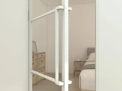 inova Loft Glastür 830 x 2115 mm Klarglas 3 Felder DIN Rechts Komplettset Beschlag in Weiß mit Griffstange und Zarge