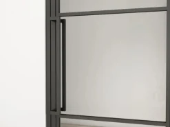 inova Loft Glastür 709 x 1972 mm Satiniert 3 Felder DIN Rechts Komplettset Beschlag in Schwarz mit Griffstange und Zarge