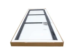 inova Loft Glastür 709 x 1972 mm Satiniert 3 Felder DIN Rechts Komplettset Beschlag in Schwarz mit Griffstange und Zarge