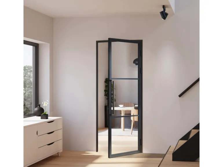 inova Loft Glastür 830 x 2115 mm DIN Rechts Komplettset mit Beschlag Griffstange und Zarge