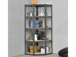 Juskys Eckregal Lagerregal Corner Basic 180 x 70 x 40 cm in Grau