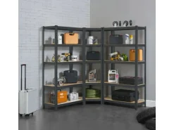 Juskys 3er Regalsystem 1 Corner und 2 Basic Insgesamt 15 Böden mit 2625 kg Tragkraft Grau