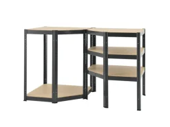 Juskys 3er Regalsystem 1 Corner und 2 Basic Insgesamt 15 Böden mit 2625 kg Tragkraft Grau