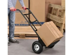 Juskys Sackkarre Basic in Schwarz mit Roten Griffen Klappbar