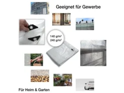 KARAT Abdeckplane Leno Extra Reißfest Wasserdicht mit Ösen 240 g/m² Weiß 3 x 5 m