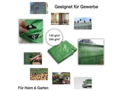 KARAT Abdeckplane Leno Extra Reißfest Wasserdicht mit Ösen 140 g/m² Grün 2 x 3 m