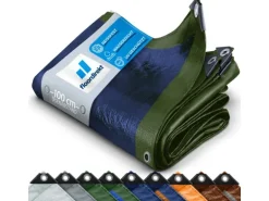 KARAT Abdeckplane Wasserdichte Plane mit Ösen Schutzplane 90 g/m² 4 x 6 m Grün-Blau