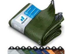 Karat Abdeckplane Wasserdichte Plane mit Ösen Schutzplane 240 g/m² 3 x 5 m Grün