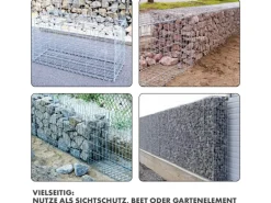 KARAT Gabionenkorb Lenox Steinkorb Zaun Sichtschutz Verzinkt 100 x 90 x 30 cm