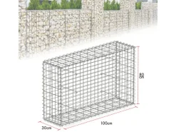 KARAT Gabionenkorb Lenox Steinkorb Zaun Sichtschutz Verzinkt 100 x 80 x 30 cm