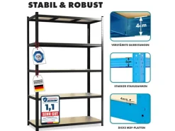 KARAT Schwerlastregal Lakota 2er Set Traglast bis 875 kg Schwarz 200 x 100 x 50 cm