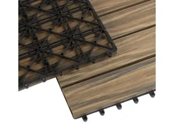 KARAT WPC Klickfliese Classic Wetterbeständige Terrassenfliese Mix Teak 30 x 30 cm