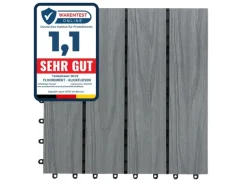 KARAT WPC Klickfliese Classic Wetterbeständige Terrassenfliese Grau 30 x 30 cm