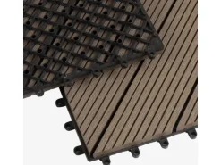 KARAT WPC Klickfliese Classic Wetterbeständige Terrassenfliese Dunkelbraun 30 x 30 cm