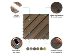 KARAT WPC Klickfliese Classic Wetterbeständige Terrassenfliese Dunkelbraun 30 x 30 cm