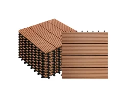 KARAT WPC Terrassenfliesen Royal Wetterfest 30 x 30 cm Hellbraun 11er-Set 1 m²