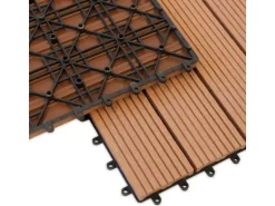 KARAT WPC Terrassenfliesen Royal Wetterfest 30 x 30 cm Hellbraun 11er-Set 1 m²