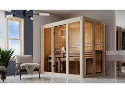 Karibu Ganzglasfront für Sauna Vaira 3 Naturbelassen