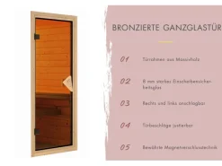 Karibu Ganzglasfront für Sauna Vaira 3 Naturbelassen