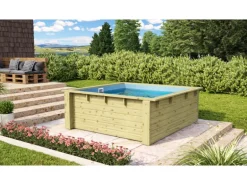 Karibu Massivholzpool Pool Minipool Kesseldruckimprägniert 78 x 192,1 x 192,1 cm