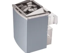 Karibu Sauna Stina inkl. Ofen 9 kW mit integr. Steuerung, Dachkranz, Tür Graphit