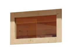 Karibu Saunafenster Klarglas Verpackt Naturbelassen 4 x 122 x 42 cm