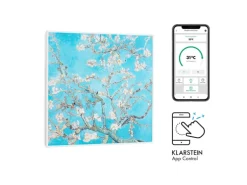Klarstein Wonderwall Air Art Smart Infrarotheizung 60x60 cm 350 W Wandinstallation App-Steuerung Motiv Mandelblüten Weiß